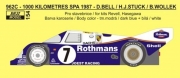 0154 Decal – Porsche 962 C „Rothmans“ - 1000 km Spa 1987 Reji Model 1/24.
