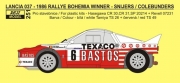 0251 Decal – Lancia 037 „BASTOS“ - Rallye Bohemia 1986 winner – Snijers / Colebunders Reji Model 1/24.